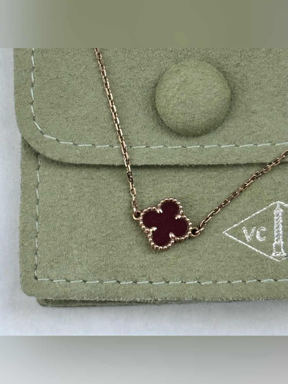 Van Cleef & Arpels Sweet Alhambra Bracelet 18K Rose Gold Carnelian Clover VCA